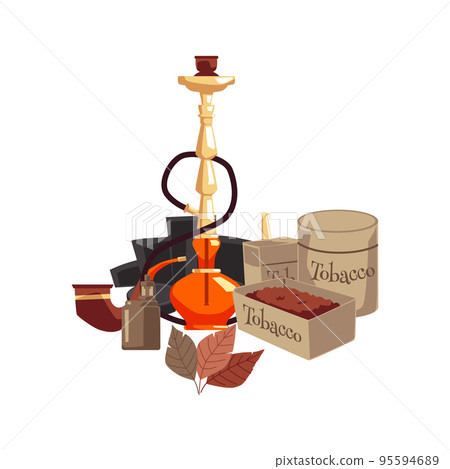 Tools for hookah smoking, flat vector illustration isolated on white background. Tools for hookah smoking, flat vector illustration isolated on white background. 95594689