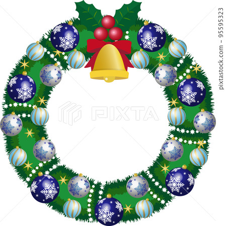 Blue ornament Christmas wreath 95595323