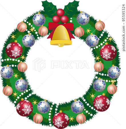 Christmas wreath with red ornaments 95595324