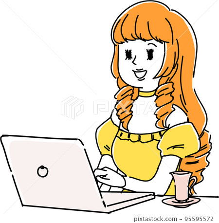 在一家公司工作的年輕女士。在個人電腦上工作的公司奴隸 在一家公司工作的年輕女士。在個人電腦上工作的公司奴隸 95595572