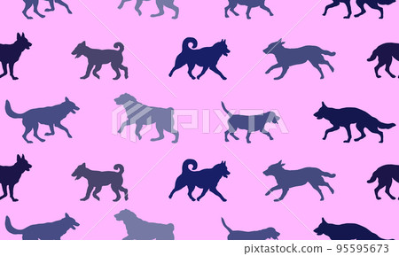 Seamless pattern. Dogs in different poses. Pets. Seamless pattern. Dogs in different poses. Pets. 95595673