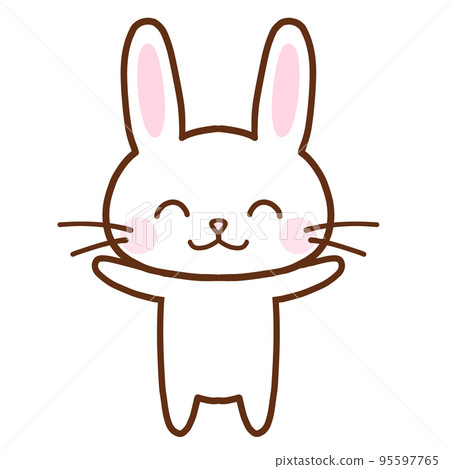 Rabbit with a simple smile Full body 95597765