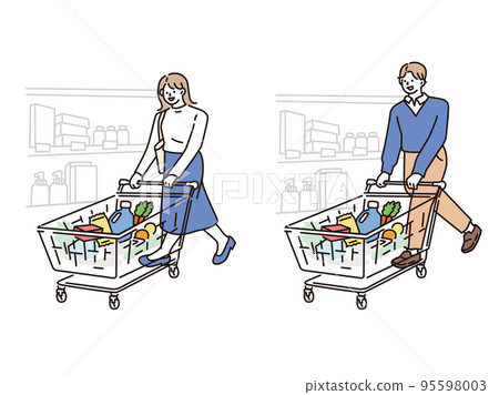 Illustration of shopping (sale, explosive purchase, daily necessities, supermarket, cart) 95598003