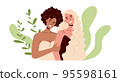 Colored girls smile in eco style. Lesbians smile, lgbt family. 95598161
