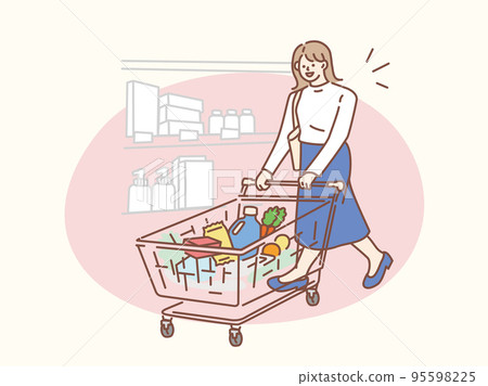 Illustration of shopping (sale, explosive purchase, daily necessities, supermarket, cart) Illustration of shopping (sale, explosive purchase, daily necessities, supermarket, cart) 95598225