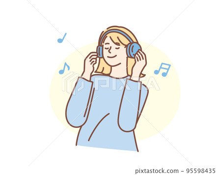 聽音樂的插圖（耳機、放鬆、愛好、治療） 95598435