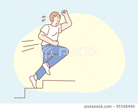Illustration climbing the stairs (improvement, hurry, run, leap, effort) 95598440