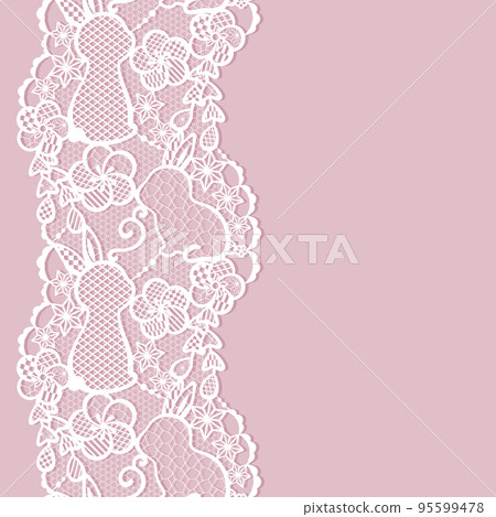 兔梅花邊素材_日式插畫_無縫 兔梅花邊素材_日式插畫_無縫 95599478