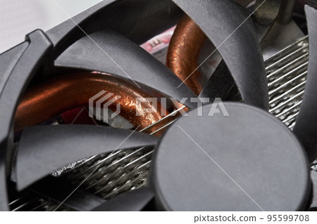 Close-up of a part of graphics card cooler 95599708