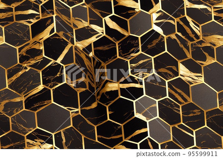 Seamless black and gold texture with marble effect, golden marble slate 95599911