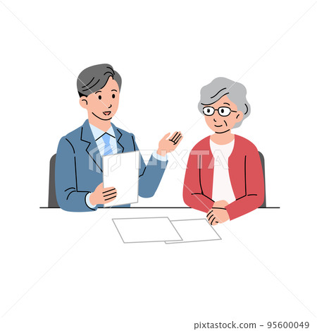 A woman consulting a man in a suit No line 95600049