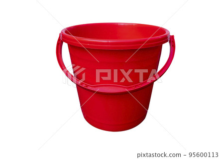 A Red plastic bucket isolated on white background A Red plastic bucket isolated on white background 95600113