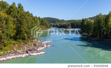 Katun river on a sunny day, natural landscape photo Katun river on a sunny day, natural landscape photo 95600846