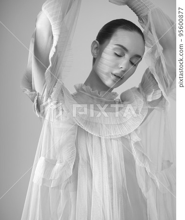 Sexy model in transparent dress. Sexy model in transparent dress. 95600877