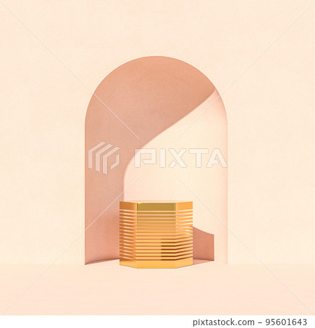 pink niche and gold hexagonal pedestal. pink niche and gold hexagonal pedestal. 95601643