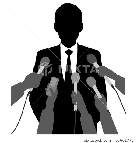 Male businessman holding a press conference 95601776