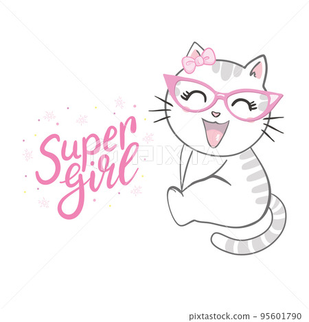 cute cat sketch vector illustration, print design cat, children print. cute cat sketch vector illustration, print design cat, children print. 95601790