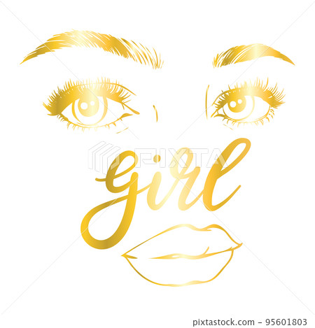 Eyelash extension logo. Makeup with gold glitter. Vector illustration Eyelash extension logo. Makeup with gold glitter. Vector illustration 95601803