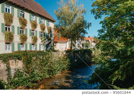 Old national German town house in Bietigheim-Bissingen, Baden-Wuerttemberg, Germany, Europe. Old Town is full of colorful and well preserved buildings. 95601844