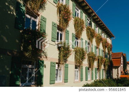 Old national German town house in Bietigheim-Bissingen, Baden-Wuerttemberg, Germany, Europe. Old Town is full of colorful and well preserved buildings. Old national German town house in Bietigheim-Bissingen, Baden-Wuerttemberg, Germany, Europe. Old Town is full of colorful and well preserved buildings. 95601845
