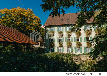 Old national German town house in Bietigheim-Bissingen, Baden-Wuerttemberg, Germany, Europe. Old Town is full of colorful and well preserved buildings. Old national German town house in Bietigheim-Bissingen, Baden-Wuerttemberg, Germany, Europe. Old Town is full of colorful and well preserved buildings. 95601848