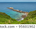 Aerial view of Zarautz cliff, Donostia, Spain on a beautiful summer day 95601902