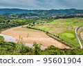 Aerial view to the river, golf field and city on a beautiful summer day 95601904