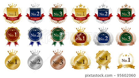 Three-dimensional medal illustration ranking icon material set (3) 95602060