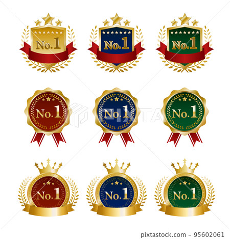 Three-dimensional medal illustration ranking icon material set ④ 95602061
