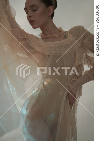 Sexy model in transparent dress. 95603000