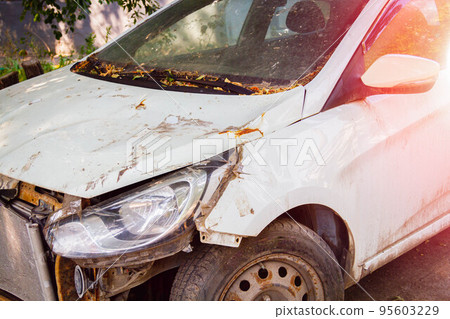 Car after traffic accident. Crashed car. Accident on road. Insurance payments. Car after traffic accident. Crashed car. Accident on road. Insurance payments. 95603229