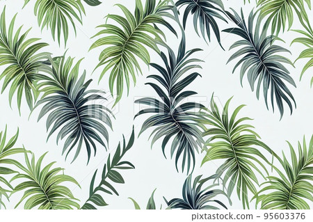 Palm tree leaves seamless pattern, digital watercolor illustration Palm tree leaves seamless pattern, digital watercolor illustration 95603376