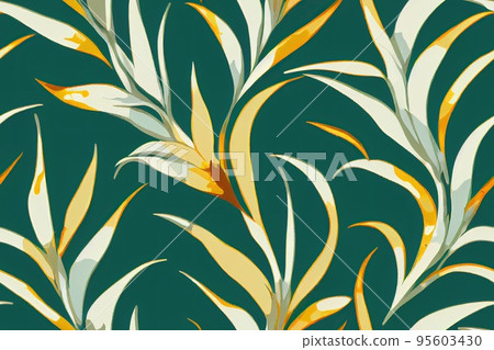 Watercolor tropic leaf seamless pattern, Hawaii tropic background Watercolor tropic leaf seamless pattern, Hawaii tropic background 95603430