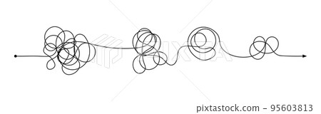 Complex problem concept knot scribble line doodle vector brain messy difficult icon illustration 95603813