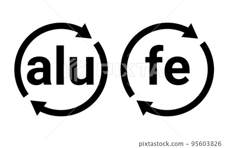 Aluminium recycle icon logo symbol eco fe metal steel pictogram isolated. Aluminium recycle icon logo symbol eco fe metal steel pictogram isolated. 95603826