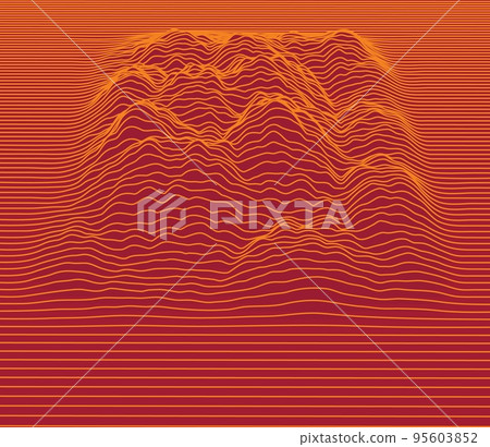 Abstract vector surface. Landscape made of lines. Surface made of sections 95603852