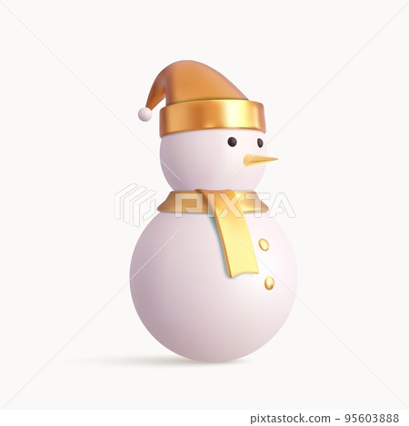 3d cute snowman with Xmas hat. 3d cute snowman with Xmas hat. 95603888