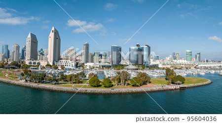 Panorama aerial view of San Diego skyline and Waterfront. Beautiful skyline of San Diego. 95604036