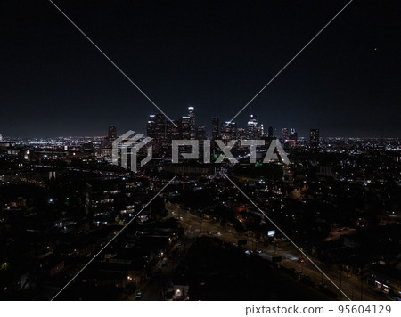 View of Downtown Los Angeles from the Hollywood Hills. Interstate 101 is shown in the foreground. View of Downtown Los Angeles from the Hollywood Hills. Interstate 101 is shown in the foreground. 95604129