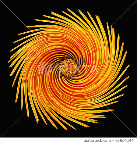 abstraction, orange spiral on black background, color transitions, beautiful background, original texture, color print for design, textiles, decoration, 95604144