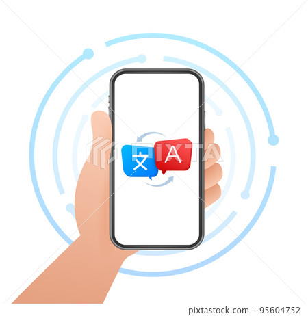 Online language translator concept. Translator icon. Vector stock illustration. 95604752