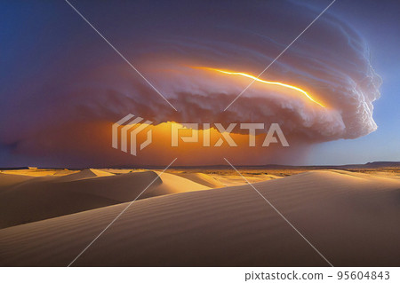 Large Storm Clouds over the Desert Landscape 95604843