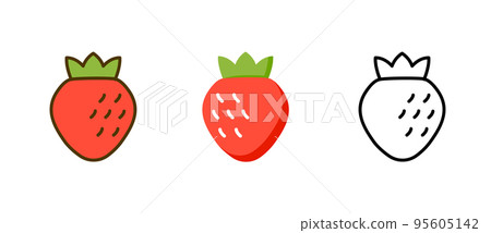 Strawberry vector flat icon clipart. Fruit strawberry isolated fresh logo design simple icon. Strawberry vector flat icon clipart. Fruit strawberry isolated fresh logo design simple icon. 95605142