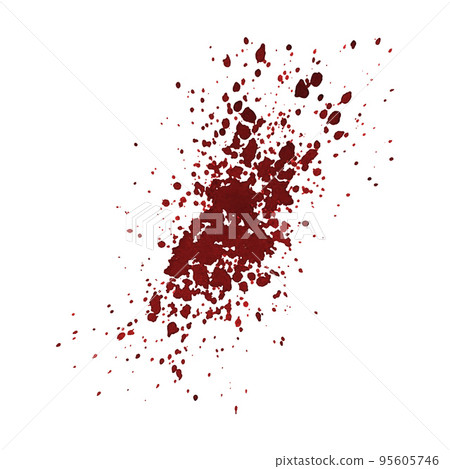 Drops of watercolor splashes, from wine, blood, paint, red burgundy color. 95605746