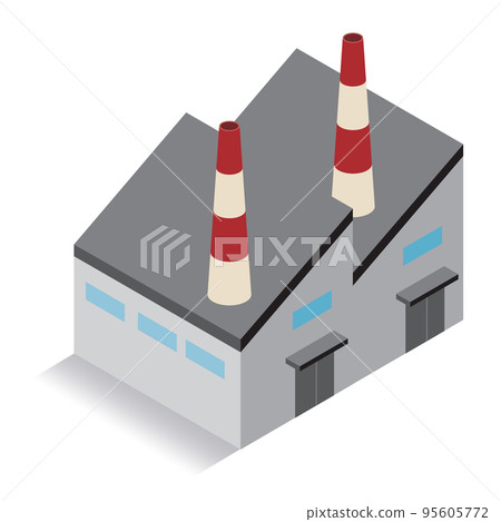 Isometric_Illustration of a factory with a chimney 95605772