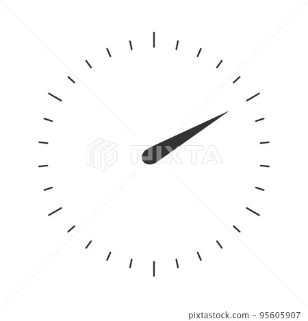 Round 360 degree measuring scale with arrow. Template of barometer, manometer, compass, pressure or level meter tool isolated on white background 95605907