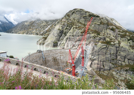 Grimsel pass dam construction site Grimsel pass dam construction site 95606485