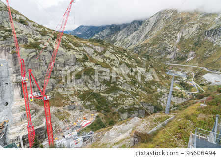 Grimsel pass dam construction site 95606494