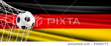 Soccer ball in the net of a goal. Soccer concept Soccer ball in the net of a goal. Soccer concept 95606773