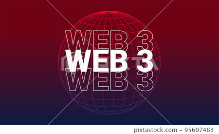 Web 3 world technology digital background. Web3 planet future internet new version blockchain 95607483